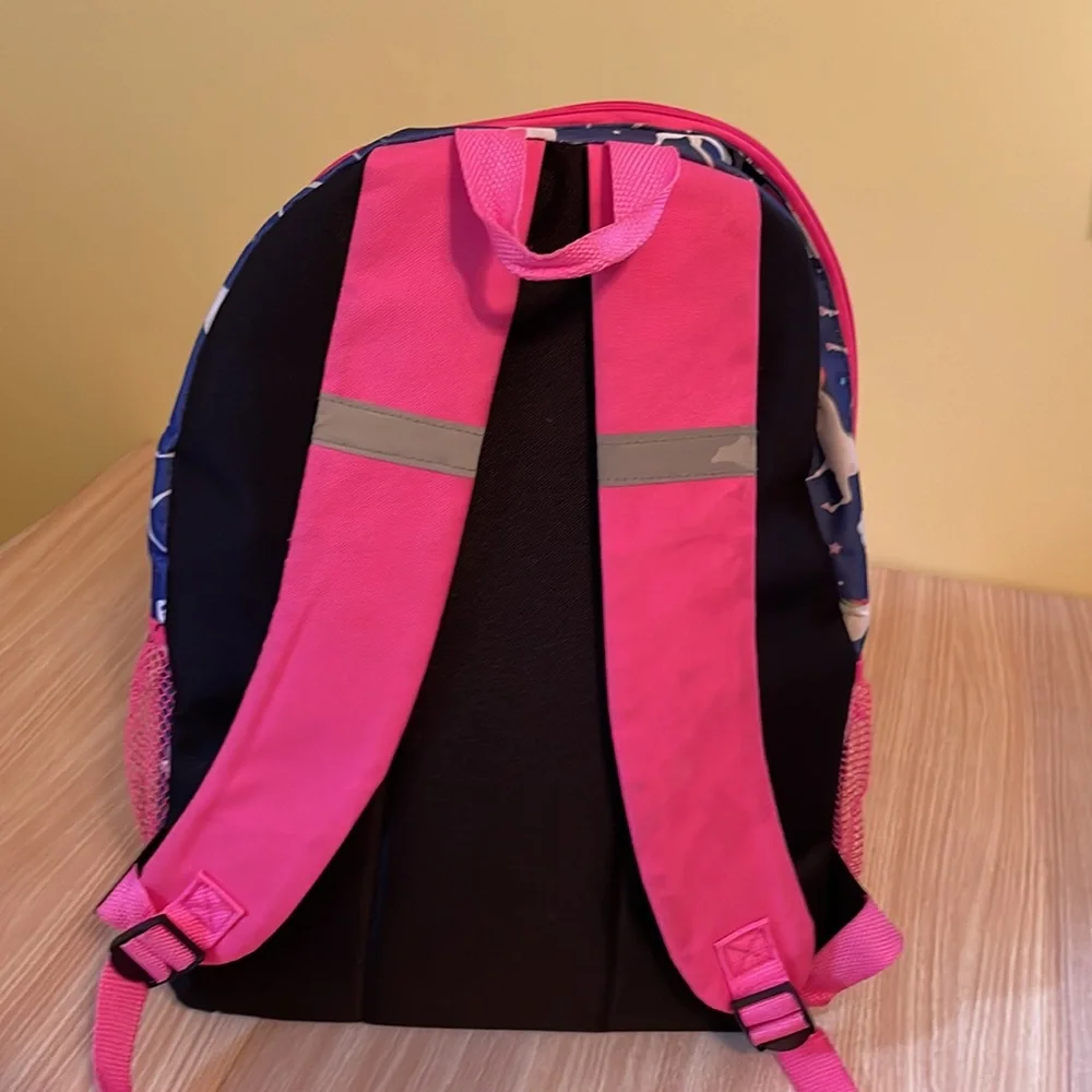 Unicorn backpack blue and pink matching pencil case rainbows girl kids youth